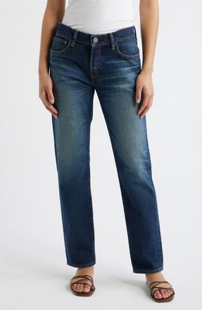 Moussy Vintage Leverett Slim Straight Leg Jeans in Dark Blue at Nordstrom, Size 23