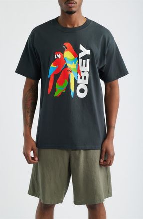 Obey Parrots Graphic T-Shirt in Vintage Black at Nordstrom, Size Xx-Large