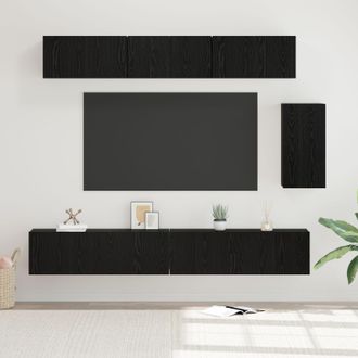 Berkfield Home with Shelf Wall-mounted Other with Storage with Door 6 pcs Black oak 100 x 30 x 30 cm Engineered wood