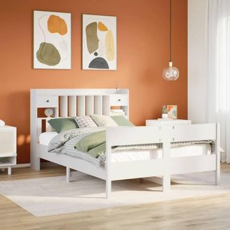 Berkfield Home Bookcase Bed without Mattress White 135x190cm Double Solid Wood Pine