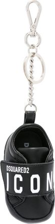 Dsquared2 logo-print sneaker-shaped keychain - men - Calf Leather - One Size - Black
