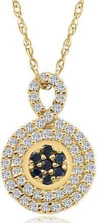 Pompeii3 1/4Ct Sapphire & Natural Diamond Pendant Necklace in White or Yellow Gold 1/2