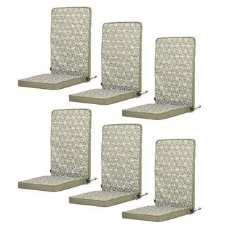 Icon Brand 6-Pack Outdoor Garden Seat Pads, Geometric Pattern in Olive