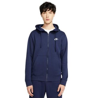 Nike Heren-sportkleding: Club-hoodie met doorlopende ritssluiting (Marine)