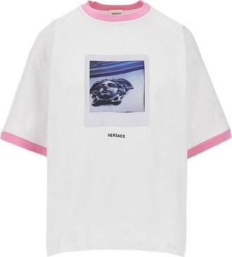 Versace Cotton T-shirt with Medusa Polaroid print Woman 38
