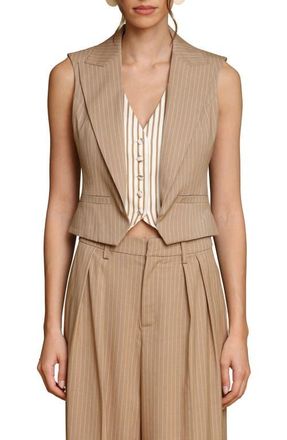 Avec Les Filles Pinstripe Layered Vest in Camel Pinstripe at Nordstrom, Size Medium