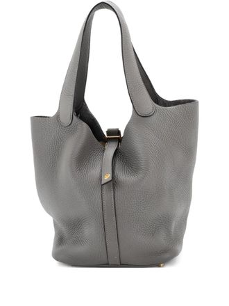 Herm&egrave;s Picotin Lock Bag Clemence MM bucket bag - women - Calf Leather - One Size - Grey