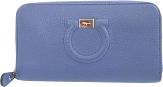 Ferragamo Purple Leather Long Wallet (Bi-Fold) (Pre-Owned)
