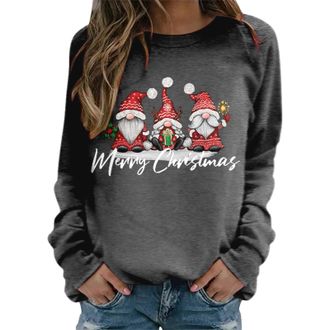 Generic Christmas Sweatshirts for Women Casual Long Sleeve Jumpers Funny Print Winter Warm Pullover Holiday Party Lounge Shirts Ladies Christmas Tops