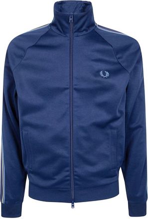 Fred Perry Tramline Tape Track Jacket - Heren - Vesten met rits - Blauw - M - Katoen - Hoodies & sweatvesten