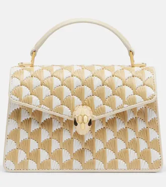 Bulgari Serpenti Forever Mini raffia top-handle bag