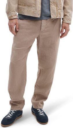 Rag & Bone Evan Back Elastic Waist Linen Dress Pants in Beige at Nordstrom, Size 30