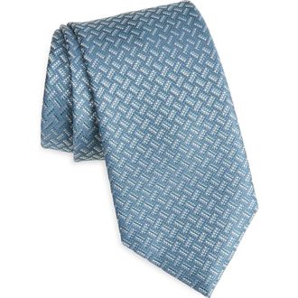 Brioni Geometric Jacquard Silk Tie in Bluette/Aqua at Nordstrom