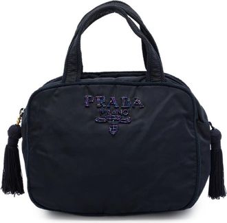 Prada Pre-owned Prada Tessuto Beaded Logo Tassel Handbag Ladies N3SL7C1AX83M6XR7