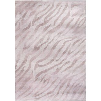 Beliani Area Rug Beige Fabric 200 x 300 cm Modern Zebra Pattern Living Room Bedroom For Underfloor Heating Anti-Slip Bottom EGIL