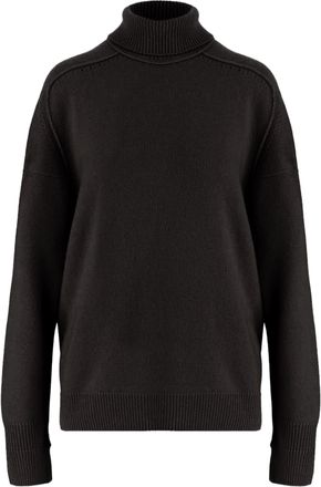 Carven Brown Ribbed Turtleneck Cashmere Sweater
