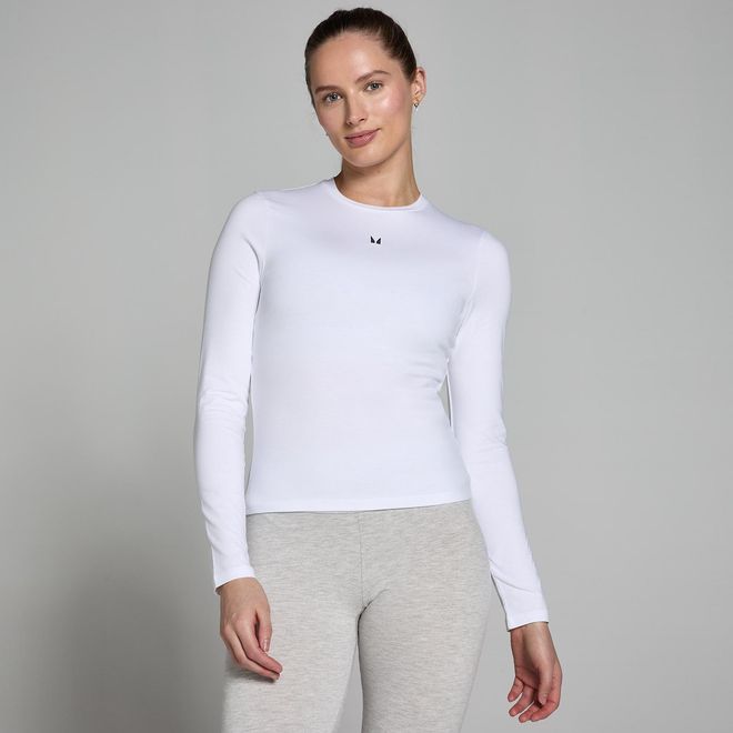 Camiseta de manga larga de corte ajustado Basics para mujer de MP - Blanco - XXS
