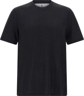 Brunello Cucinelli Tops, Heren, Zwart, M, Katoen, Silk T-Shirt