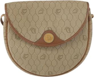 Dior Pre-owned Vintage honeycomb flap crossbody tas - Dames - Vintage Schoudertas - Beige - ONE Size - Leer - Vintage