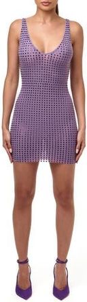 Naked Wardrobe Crystal Embellished V-Neck Mini Dress in Lavender at Nordstrom Rack, Size X-Small