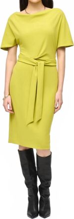 Joseph Ribkoff Scuba Crepe Belted Dress In Wasabi