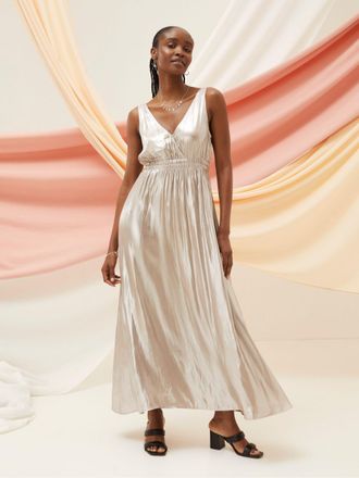 Fat Face FatFace Silver Mimosa Metallic Maxi Dress