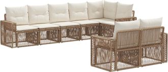 vidaXL Conjunto De Sof&aacute;s De Jard&iacute;n 8 Uds. Beige Y Blanco Crema Vidaxl