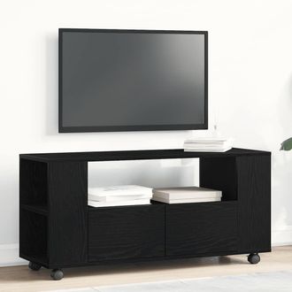 Berkfield Home TV Cabinet with Wheels Black Oak 102x34.5x43 cm Engineered Wood