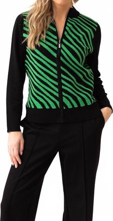 Marble Scotland Turtleneck Cardigan In Black/green