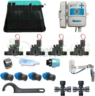 Hunter Kit De Riego De 4 Zonas Con Controlador Exterior X2