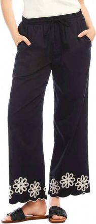 Karen Kane Sherrit Scallop Drawstring Pants In Black And Cream