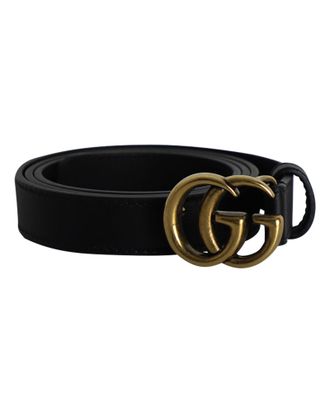 Gucci Pre-owned Womens GG Marmont Buckle Belt 75 in Black Leather Leather (archived) - One Size