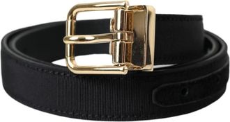 Dolce & Gabbana Zwarte Leren Riem Metalen Gesp - Heren - Riemen - Zwart - ONE Size - Leer - Accessoires