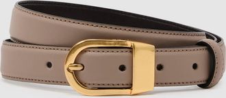 Reiss Taupe Leather Curved-buckle Belt, XL