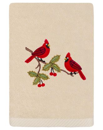 Linum Home Textiles Christmas Red Pair - Embroidered Luxury Turkish Cotton Hand Towel