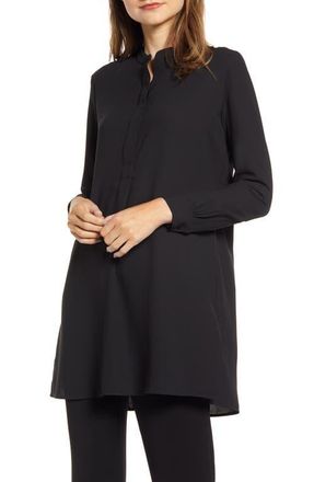 Anne Klein Nehru Tunic Shirt in Anne Black at Nordstrom, Size X-Large