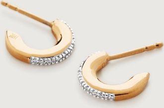 Monica Vinader Gold Fiji Small Skinny Hoop Diamond Earrings Diamond
