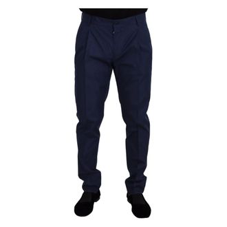 Dolce & Gabbana Broeken, Heren, Blauw, L, Katoen, Elegante Slim Fit Blauwe Chinos