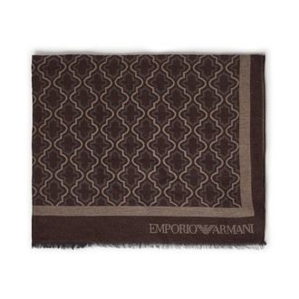 Emporio Armani Estola de viscosa y modal con estampado geom&eacute;trico - Accessories - Hombre - Marr&oacute;n - ONE SIZE
