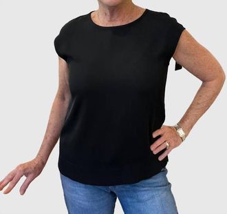 Joseph Ribkoff Woven Twill Boxy Top In Black