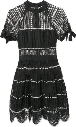 Self Portrait 2024 Lace Tiered Dress - Black