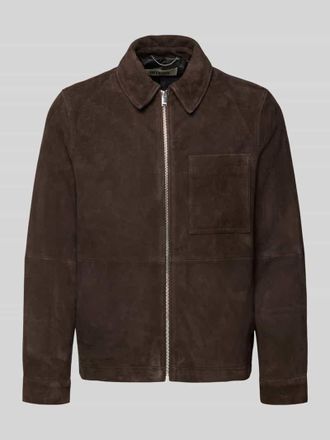 Drykorn Drykorn Lederjacke mit Rei&szlig;verschluss Modell JERSON in Dunkelbraun, Gr&ouml;&szlig;e XXL