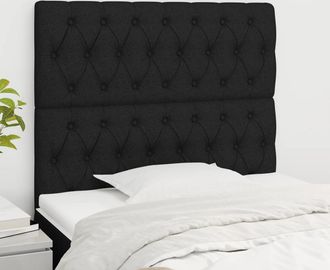 vidaXL Cabeceros 2 Unidades De Tela Negro 100x7x78/88 Cm Vidaxl