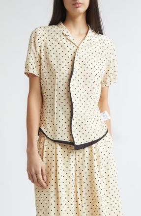 Undercover Polka Dot Silk Camp Shirt in Ivory Base at Nordstrom, Size 2