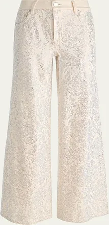 Alice & Olivia Amazing Embellished Wide-Leg Jeans