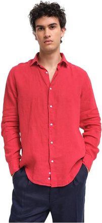 Peninsula Casual Shirts, male, Red, Size: M Linen Capri Shirt