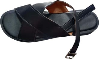 Generic Summer Women Open Toe Oss Flat Sandals with Belt Buckle Roman Style Footwear for Casual Comfort (Black, 6.5)