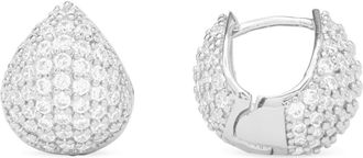 Melinda Maria Lil Norah Pav Huggie Hoop Earrings in Silver-White at Nordstrom