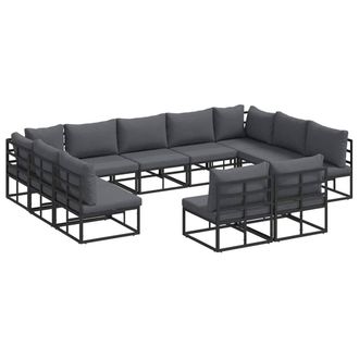 Berkfield Home Garden Sofa Set with Cushion with Pillow 11 pcs Black Aluminium