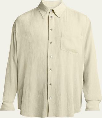 Giorgio Armani Mens Cotton and Silk Textured Button-Down Shirt